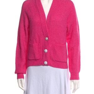 Pink Ganni Plunge Neckline Sweater
